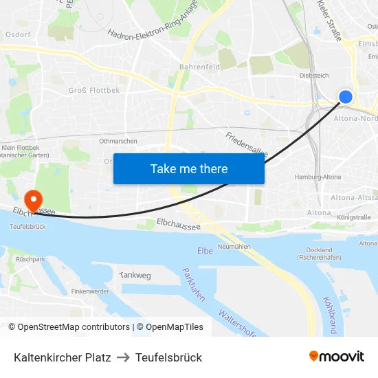 Kaltenkircher Platz to Teufelsbrück map