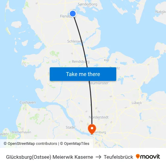 Glücksburg(Ostsee) Meierwik Kaserne to Teufelsbrück map