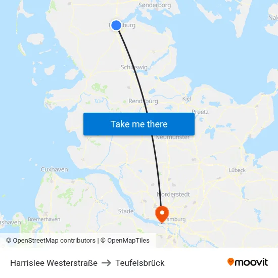 Harrislee Westerstraße to Teufelsbrück map
