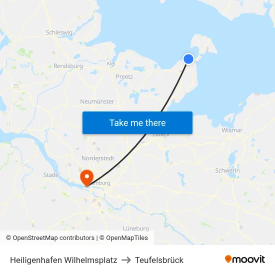 Heiligenhafen Wilhelmsplatz to Teufelsbrück map