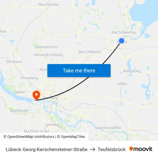 Lübeck Georg-Kerschensteiner-Straße to Teufelsbrück map