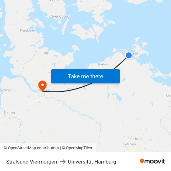 Stralsund Viermorgen to Universität Hamburg map