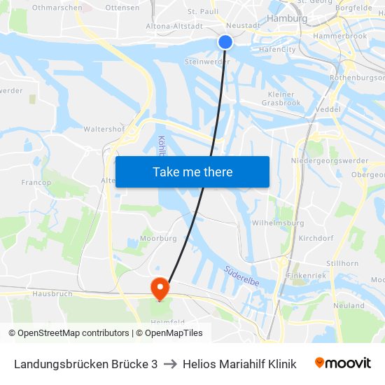 Landungsbrücken Brücke 3 to Helios Mariahilf Klinik map