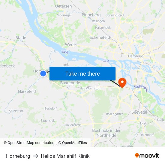 Horneburg to Helios Mariahilf Klinik map