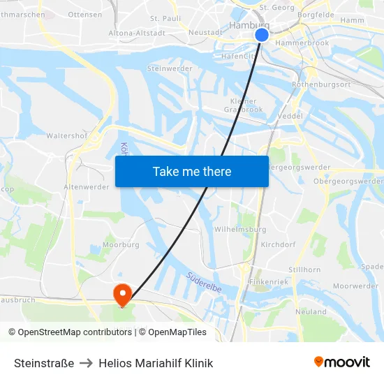 Steinstraße to Helios Mariahilf Klinik map