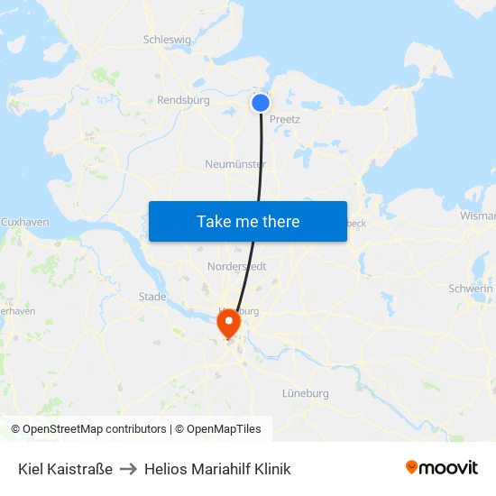 Kiel Kaistraße to Helios Mariahilf Klinik map