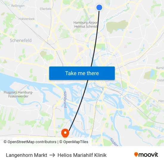 Langenhorn Markt to Helios Mariahilf Klinik map