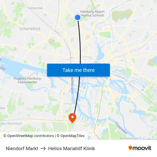 Niendorf Markt to Helios Mariahilf Klinik map