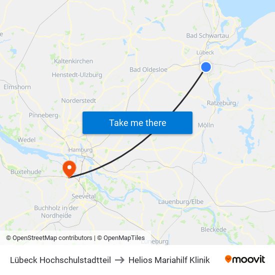 Lübeck Hochschulstadtteil to Helios Mariahilf Klinik map