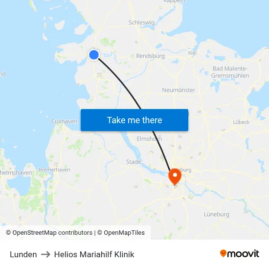 Lunden to Helios Mariahilf Klinik map