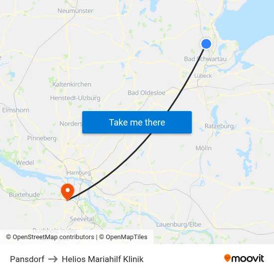 Pansdorf to Helios Mariahilf Klinik map