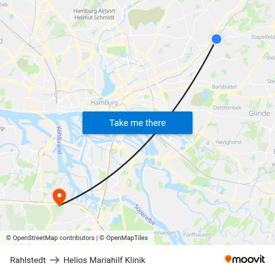 Rahlstedt to Helios Mariahilf Klinik map