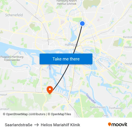 Saarlandstraße to Helios Mariahilf Klinik map
