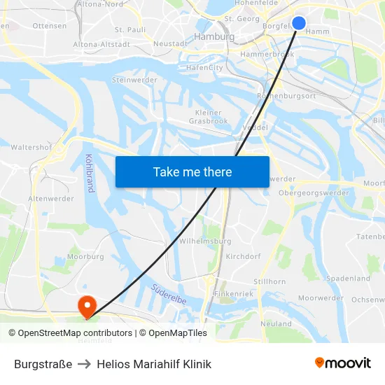 Burgstraße to Helios Mariahilf Klinik map