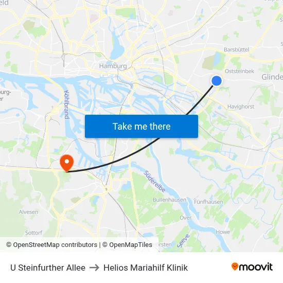 U Steinfurther Allee to Helios Mariahilf Klinik map