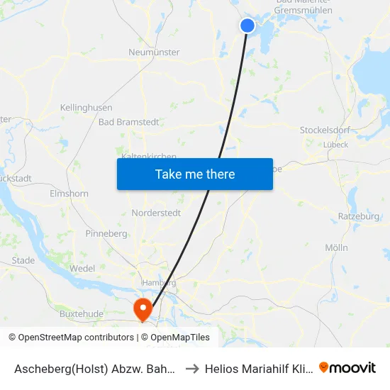 Ascheberg(Holst) Abzw. Bahnhof to Helios Mariahilf Klinik map