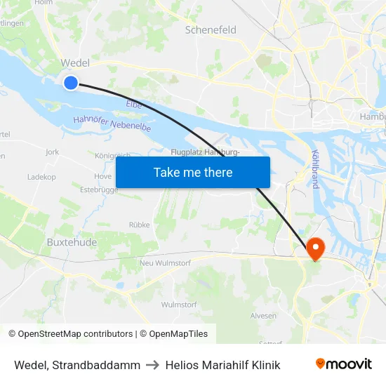 Wedel, Strandbaddamm to Helios Mariahilf Klinik map