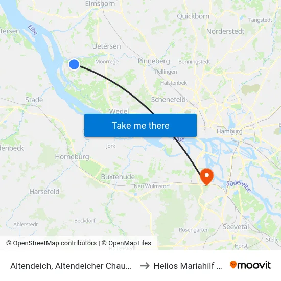 Altendeich, Altendeicher Chaussee 56 to Helios Mariahilf Klinik map