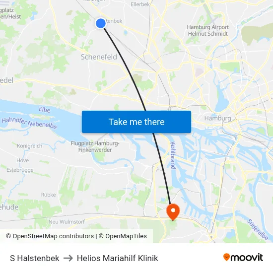 S Halstenbek to Helios Mariahilf Klinik map