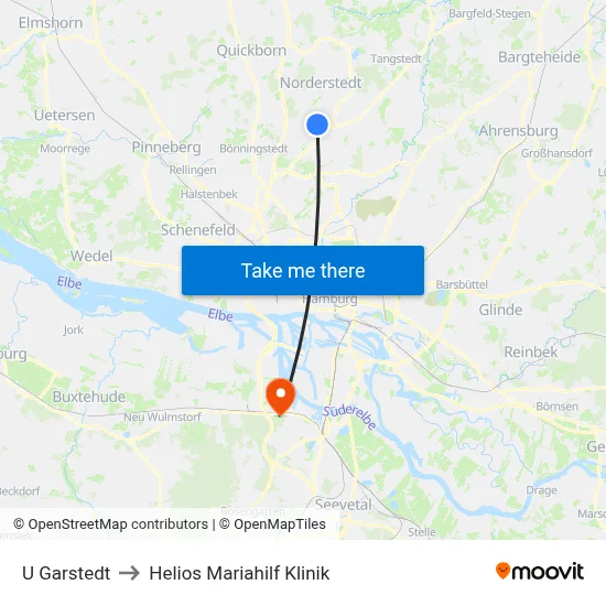 U Garstedt to Helios Mariahilf Klinik map