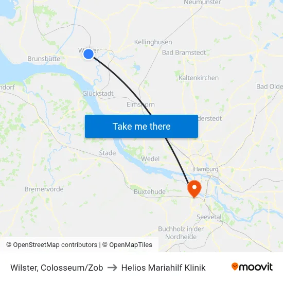 Wilster, Colosseum/Zob to Helios Mariahilf Klinik map
