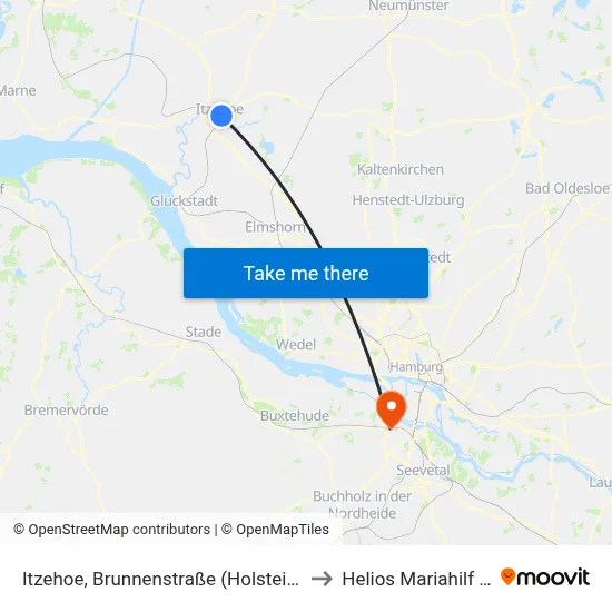 Itzehoe, Brunnenstraße (Holstein-Center) to Helios Mariahilf Klinik map