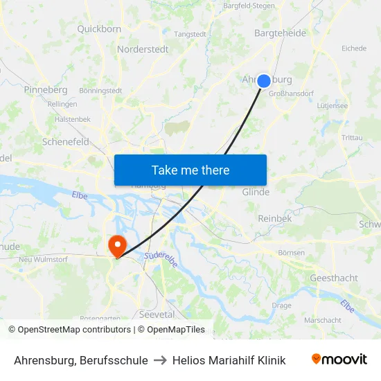 Ahrensburg, Berufsschule to Helios Mariahilf Klinik map