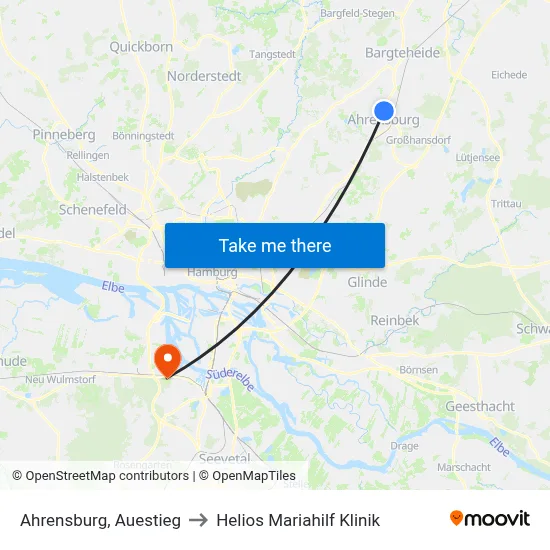 Ahrensburg, Auestieg to Helios Mariahilf Klinik map