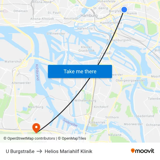 U Burgstraße to Helios Mariahilf Klinik map