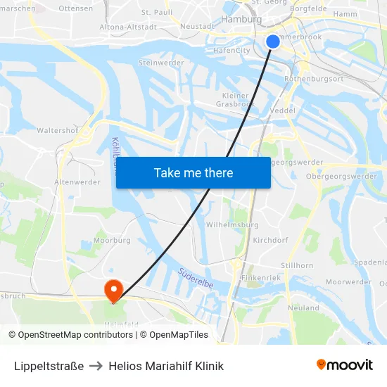 Lippeltstraße to Helios Mariahilf Klinik map