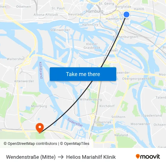 Wendenstraße (Mitte) to Helios Mariahilf Klinik map