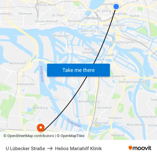 U Lübecker Straße to Helios Mariahilf Klinik map