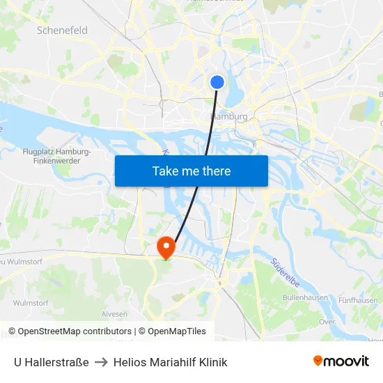 U Hallerstraße to Helios Mariahilf Klinik map