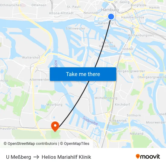 U Meßberg to Helios Mariahilf Klinik map