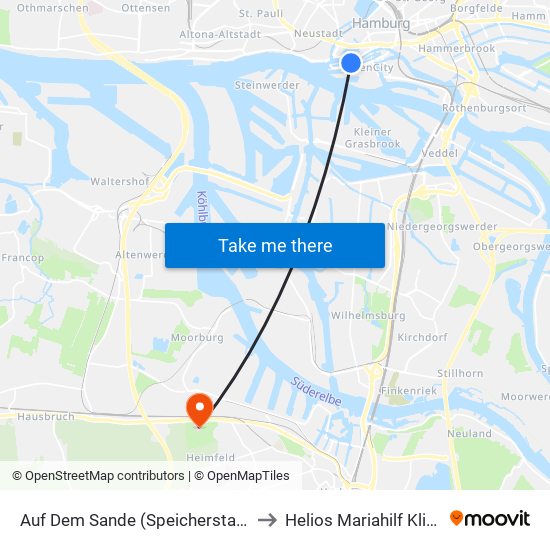 Auf Dem Sande (Speicherstadt) to Helios Mariahilf Klinik map