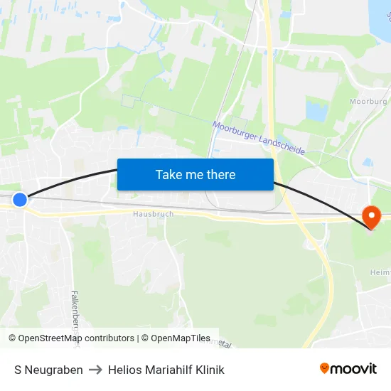 S Neugraben to Helios Mariahilf Klinik map