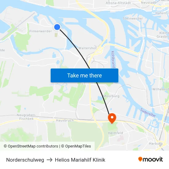 Norderschulweg to Helios Mariahilf Klinik map