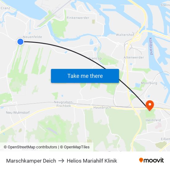 Marschkamper Deich to Helios Mariahilf Klinik map