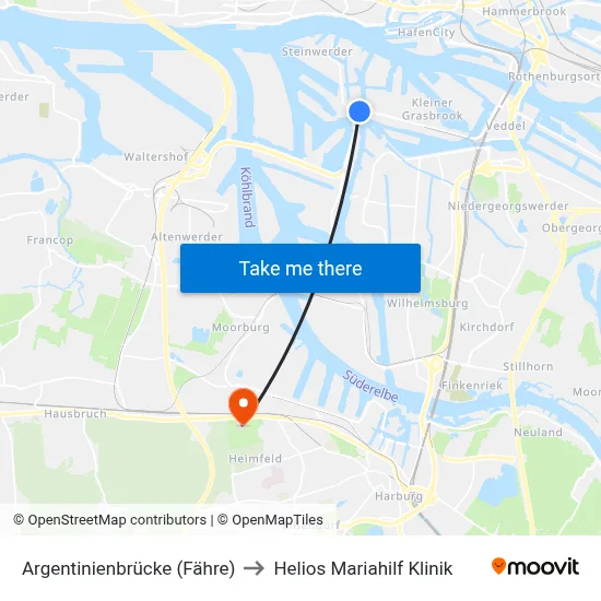 Argentinienbrücke (Fähre) to Helios Mariahilf Klinik map