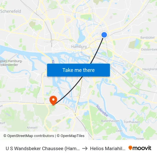 U S Wandsbeker Chaussee (Hammer Straße) to Helios Mariahilf Klinik map
