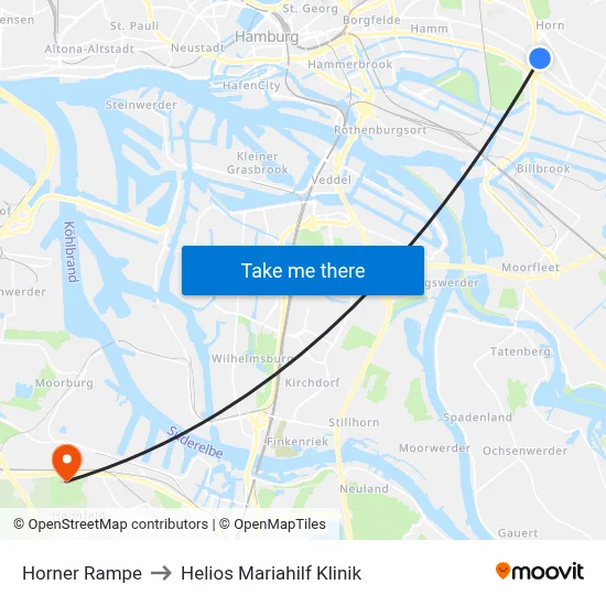 Horner Rampe to Helios Mariahilf Klinik map
