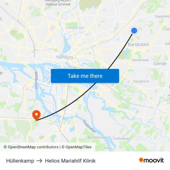 Hüllenkamp to Helios Mariahilf Klinik map