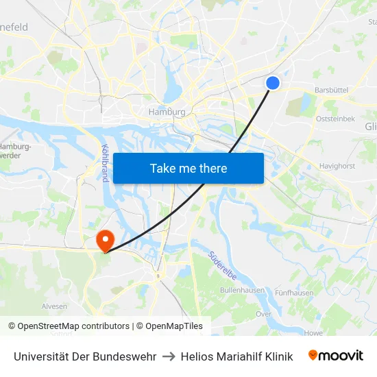 Universität Der Bundeswehr to Helios Mariahilf Klinik map