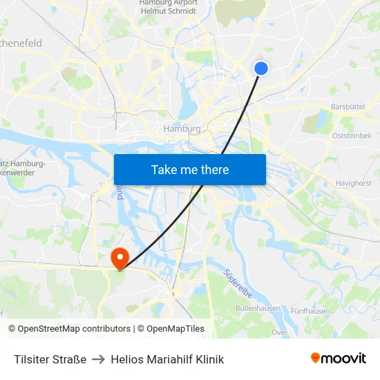 Tilsiter Straße to Helios Mariahilf Klinik map