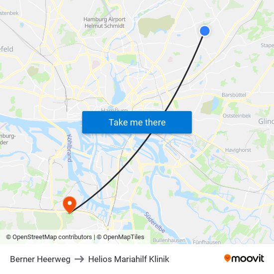 Berner Heerweg to Helios Mariahilf Klinik map