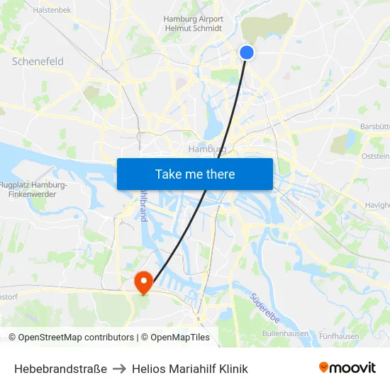 Hebebrandstraße to Helios Mariahilf Klinik map