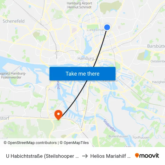 U Habichtstraße (Steilshooper Straße) to Helios Mariahilf Klinik map