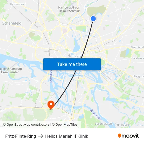 Fritz-Flinte-Ring to Helios Mariahilf Klinik map
