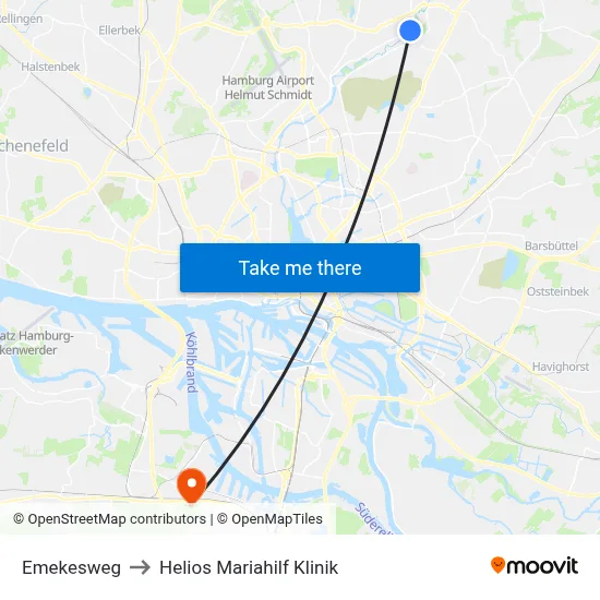 Emekesweg to Helios Mariahilf Klinik map