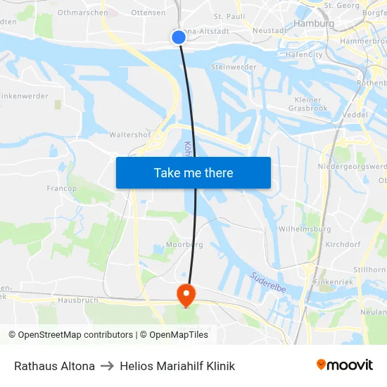 Rathaus Altona to Helios Mariahilf Klinik map